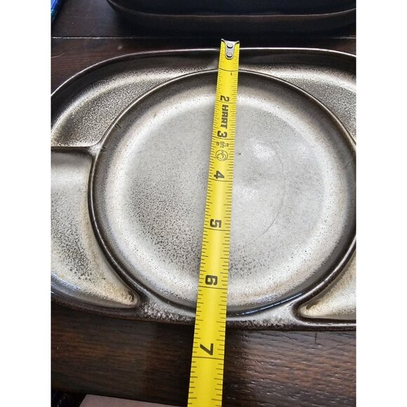 Ceramano West Germany Stoneware Sectioned Snack Plates Set Of 6 Vintage - Picture 4 of 5